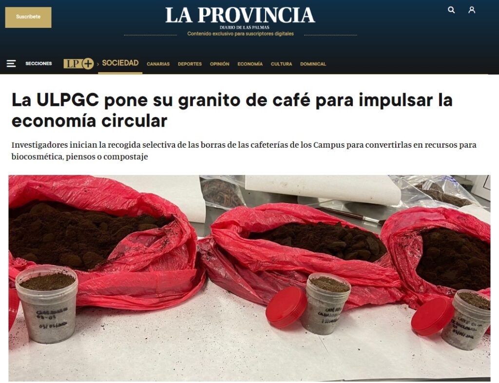 Divulgação no Diario La Provincia da coleta seletiva de borra de café