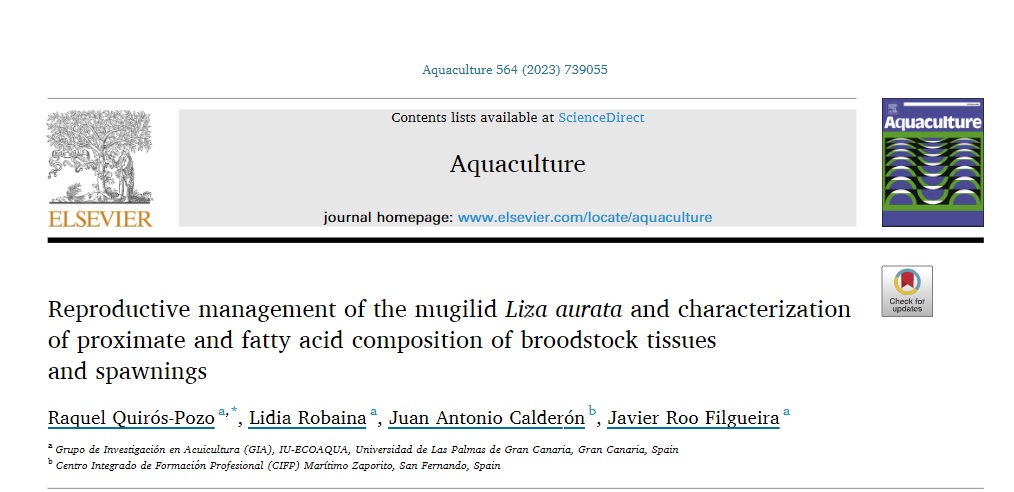 Reproductive management of the mugilid Liza aurata and characterization of proximate and fatty acid composition of broodstock tissues and spawnings