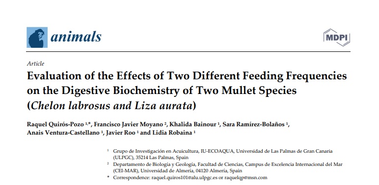 Evaluation of the Effects of Two Different Feeding Frequencies on the Digestive Biochemistry of Two Mullet Species (Chelon labrosus and Liza aurata)